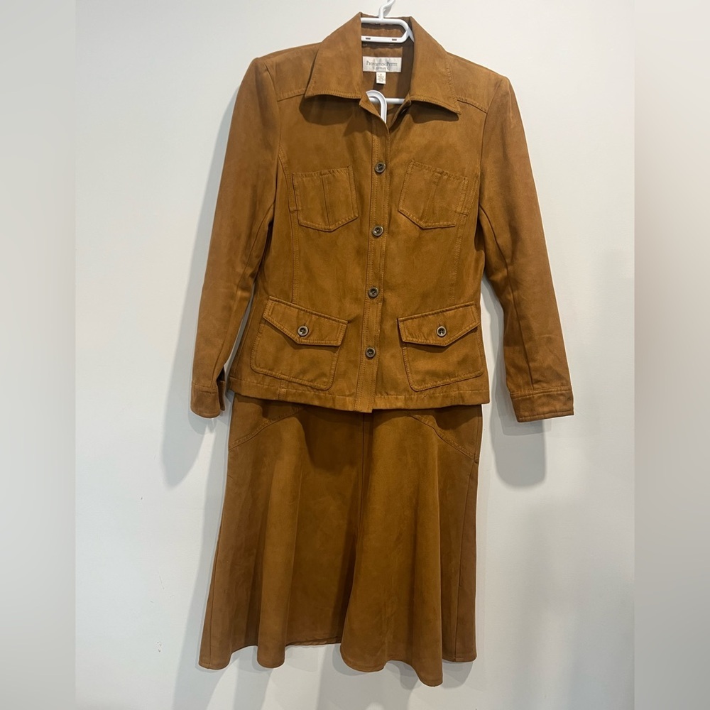Women's Suede Skirt and Jacket Set